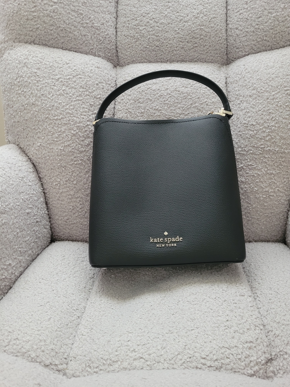 kate spade Black Leather Shoulder Bag with Gold Logo